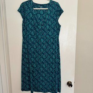 Toad&Co Rosemarie Knit Cap Sleeve Dress Blue & Green Knit Dress XL Worn Once